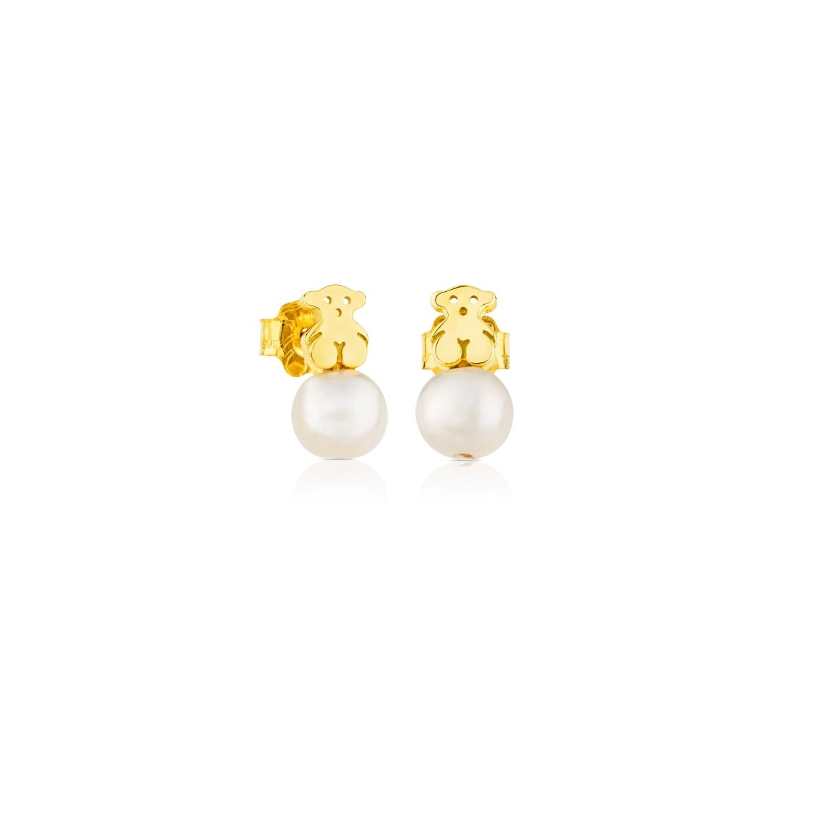 Gold Puppies Earrings with Pearls and Bear motif