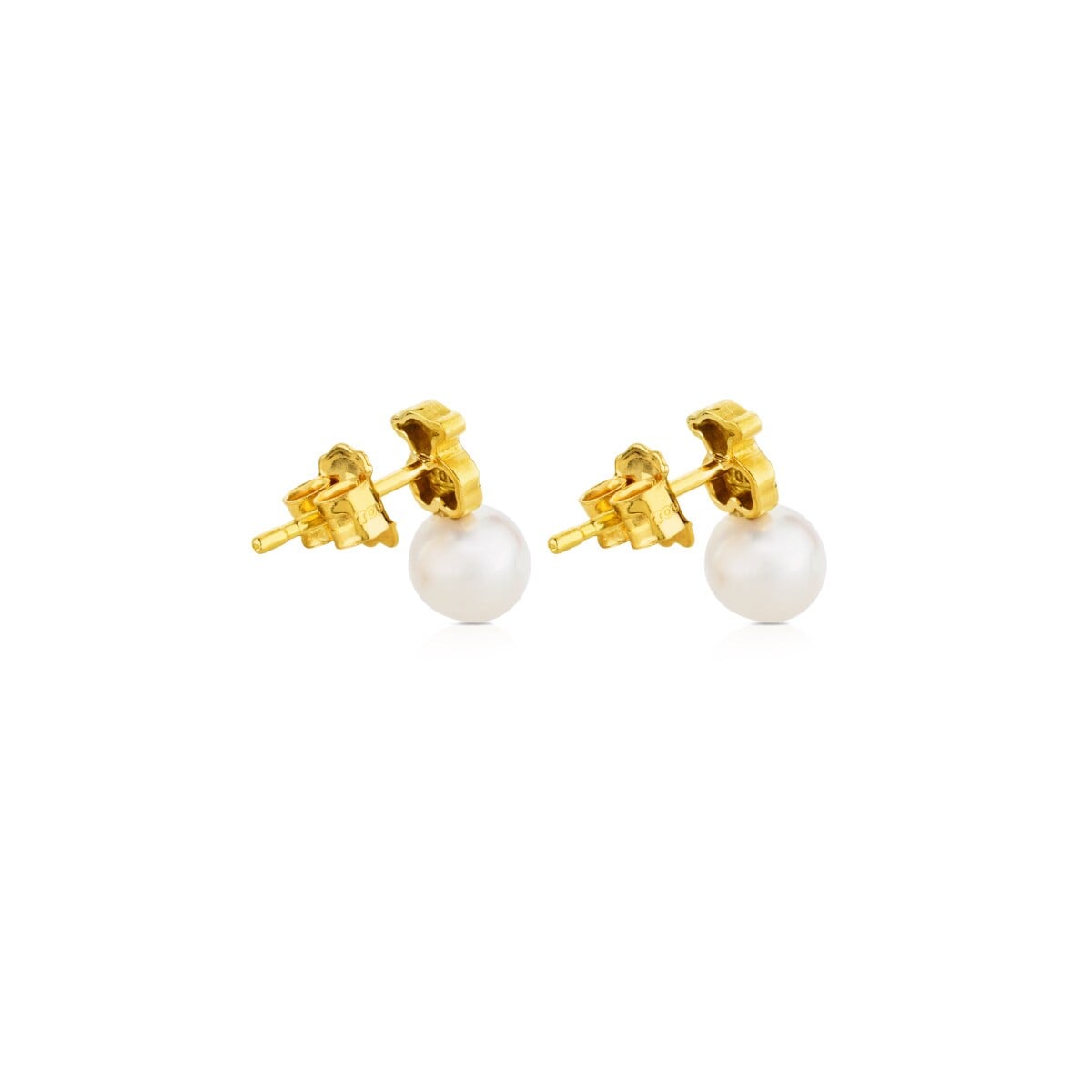 Gold Puppies Earrings with Pearls and Bear motif