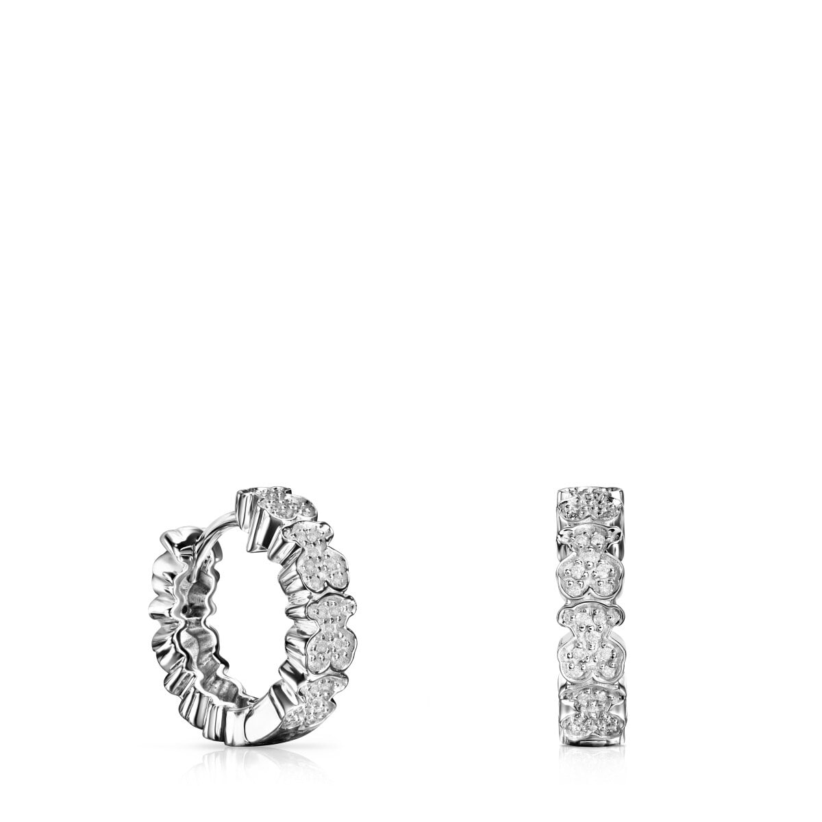 White Gold TOUS Puppies hoop Earrings with Diamonds 0,11ct