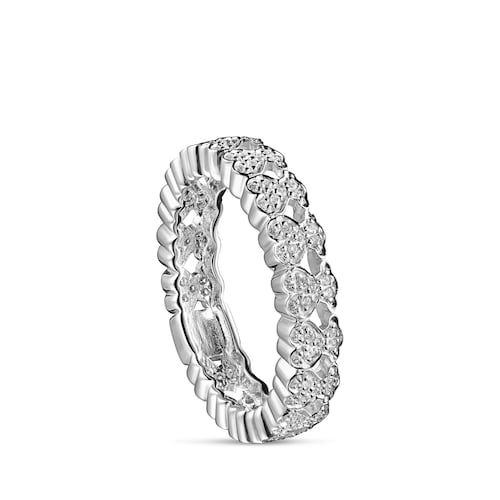 Alianza de oro blanco con diamantes motivo oso Puppies