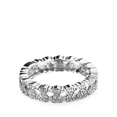 Alianza de oro blanco con diamantes motivo oso Puppies