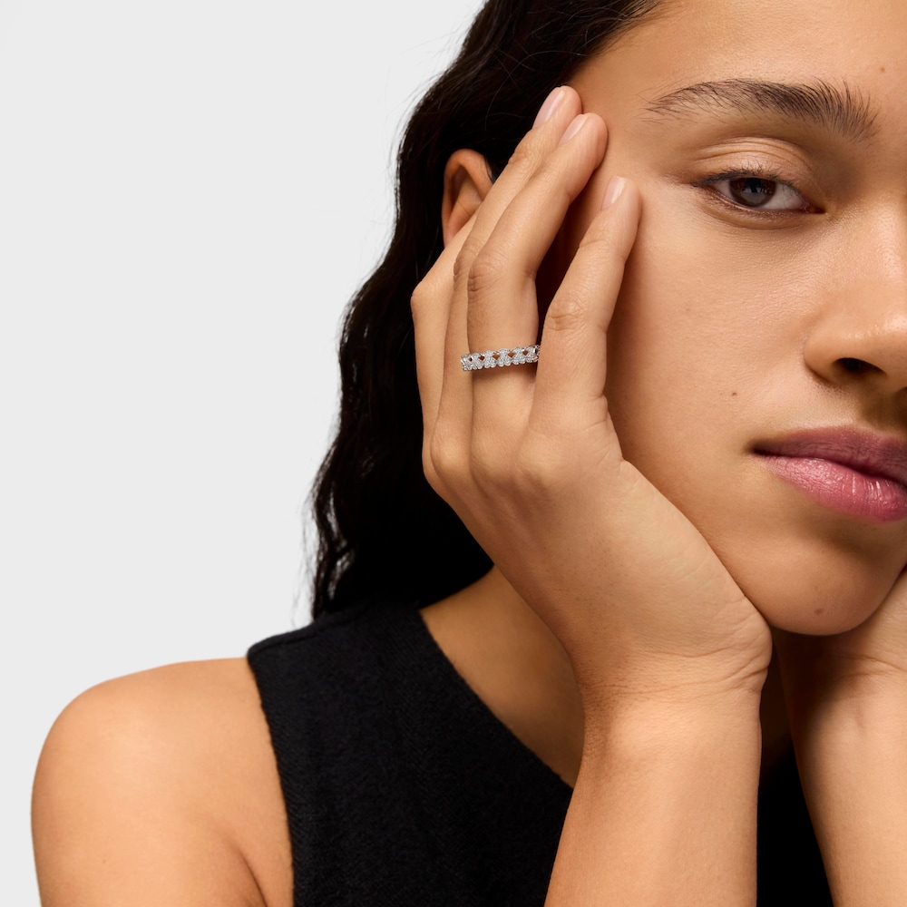 Alianza de oro blanco con diamantes motivo oso Puppies