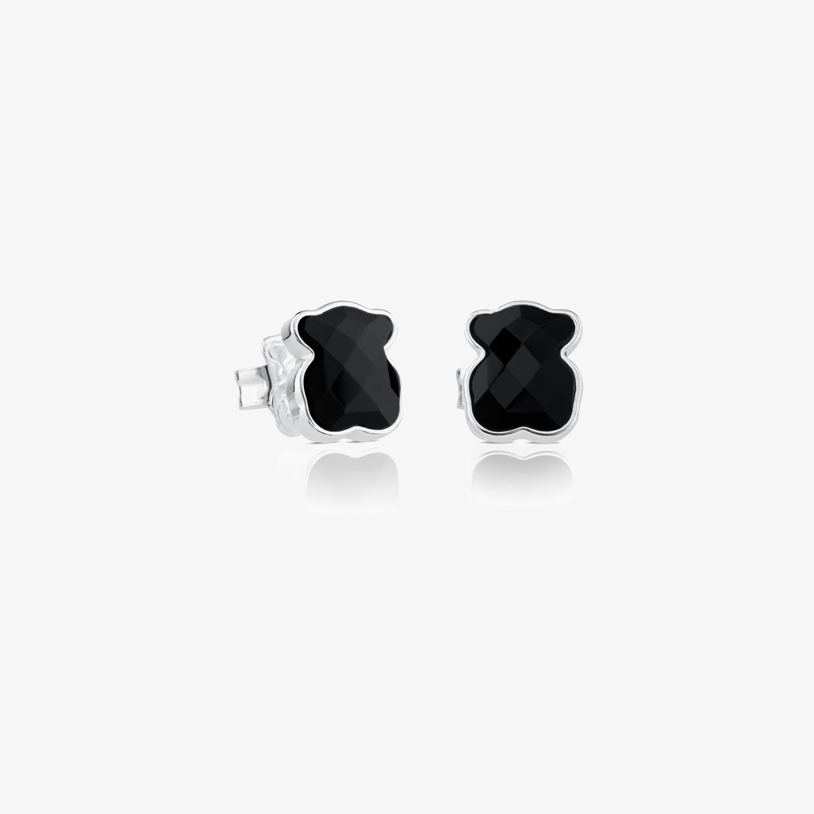 Silver TOUS Color Earrings with faceted onyx