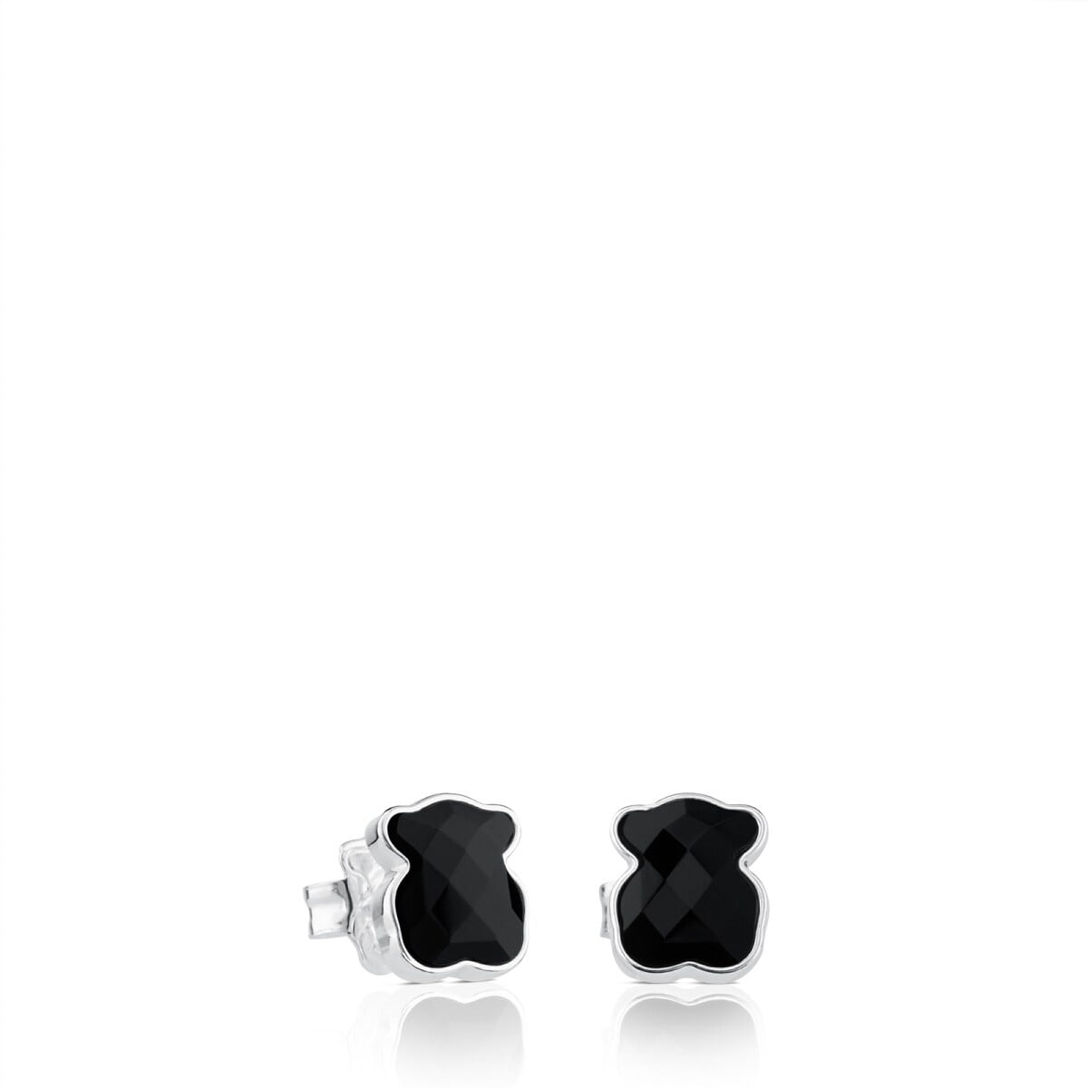 Silver TOUS Color Earrings with faceted onyx