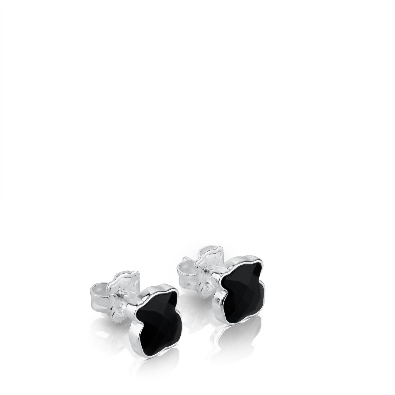 Silver TOUS Color Earrings with faceted onyx