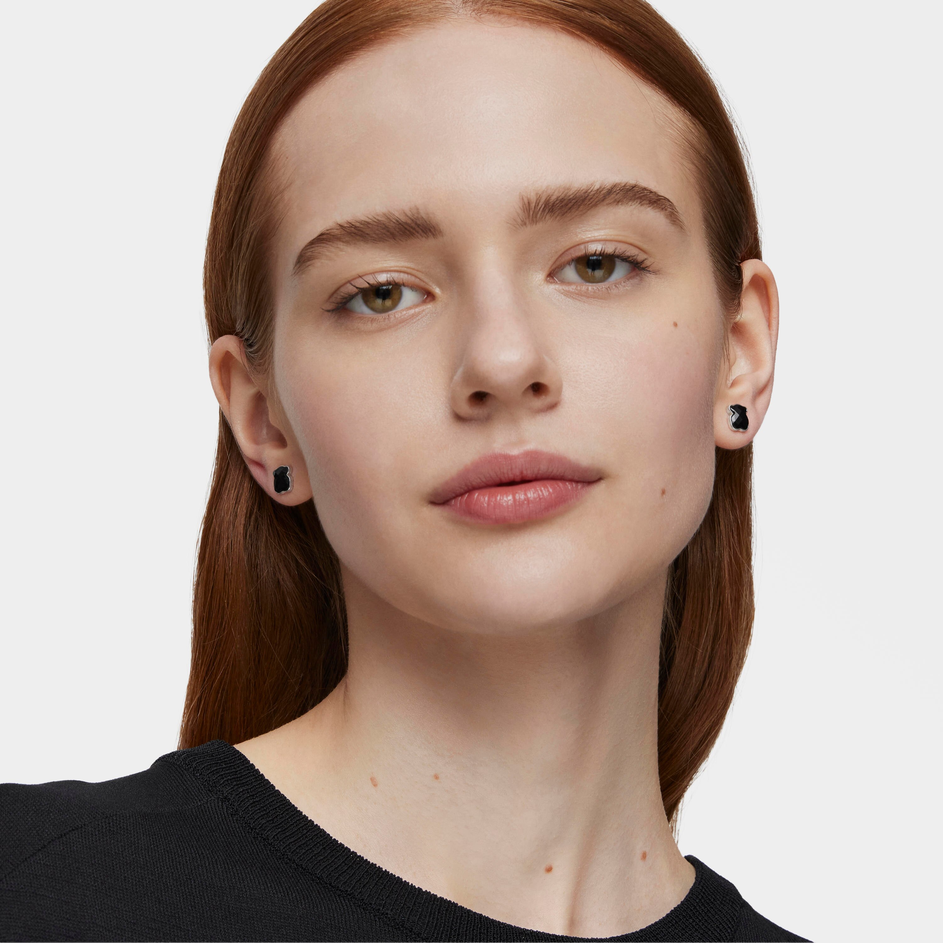 Silver TOUS Color Earrings with faceted onyx