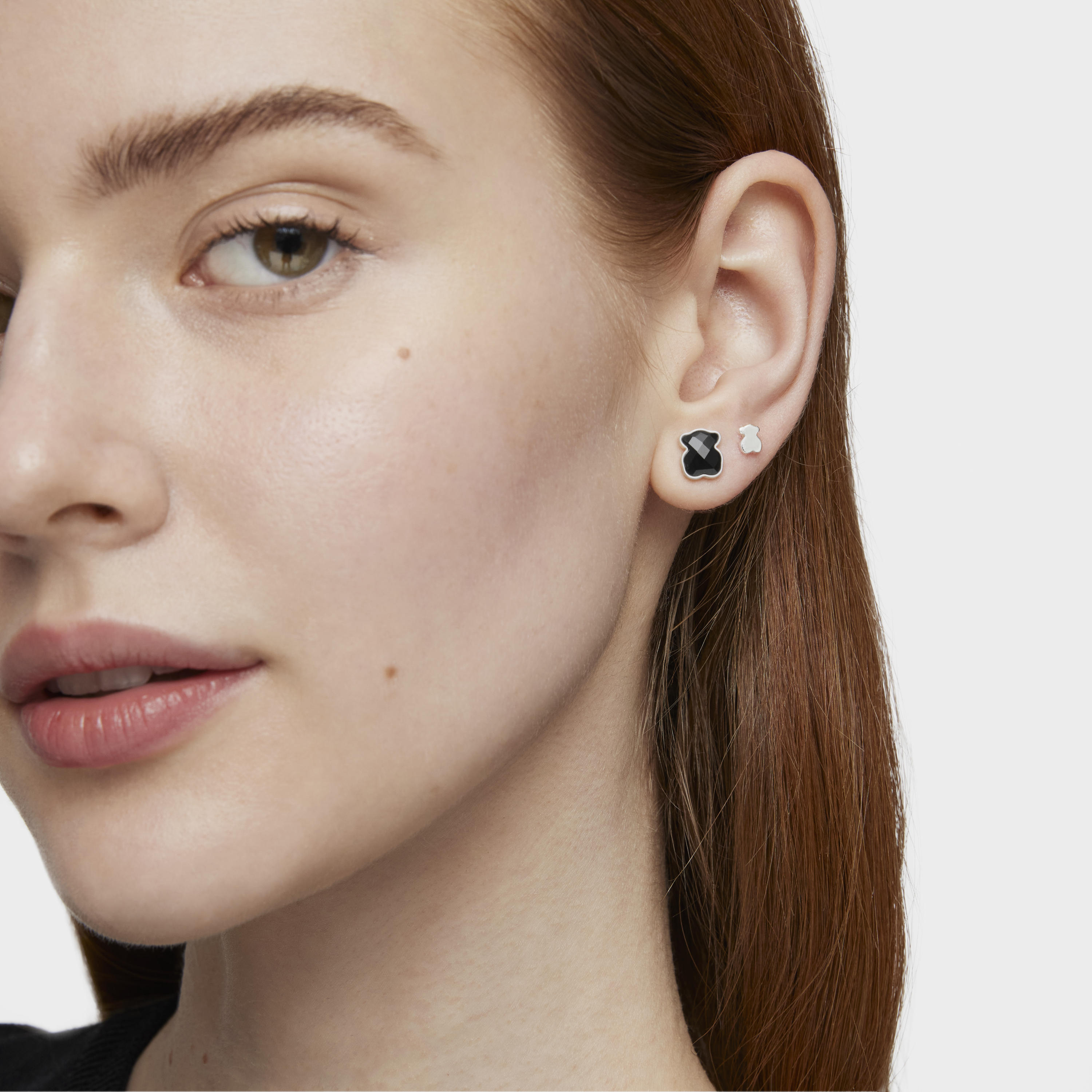 Silver TOUS Color Earrings with faceted onyx