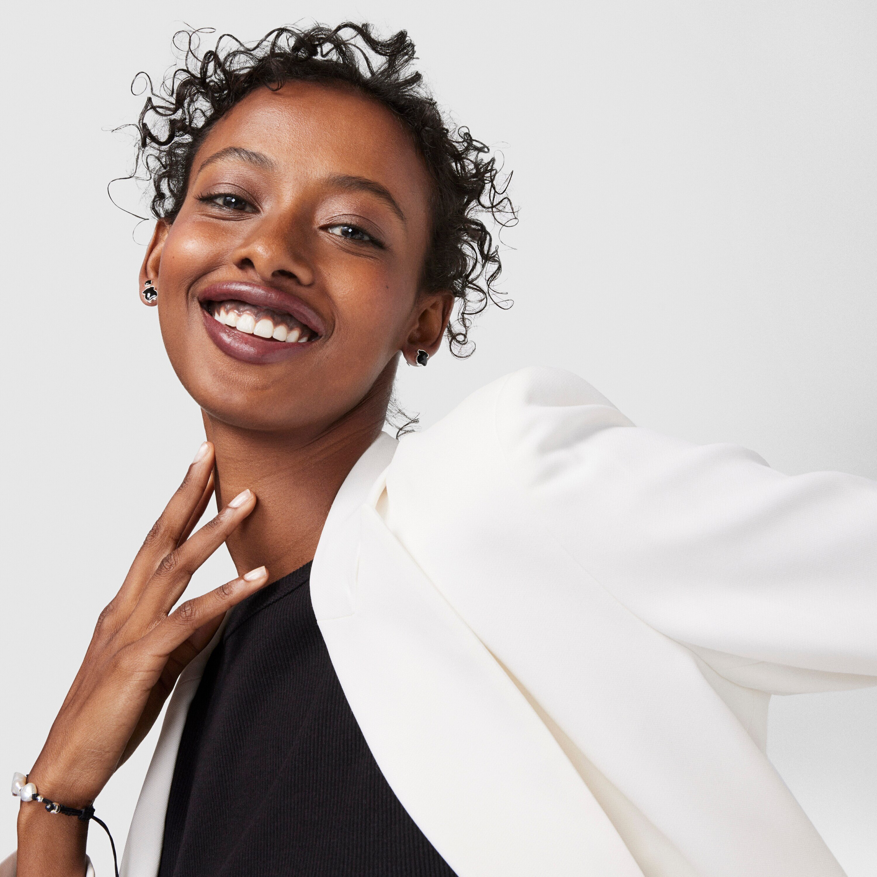Silver TOUS Color Earrings with faceted onyx