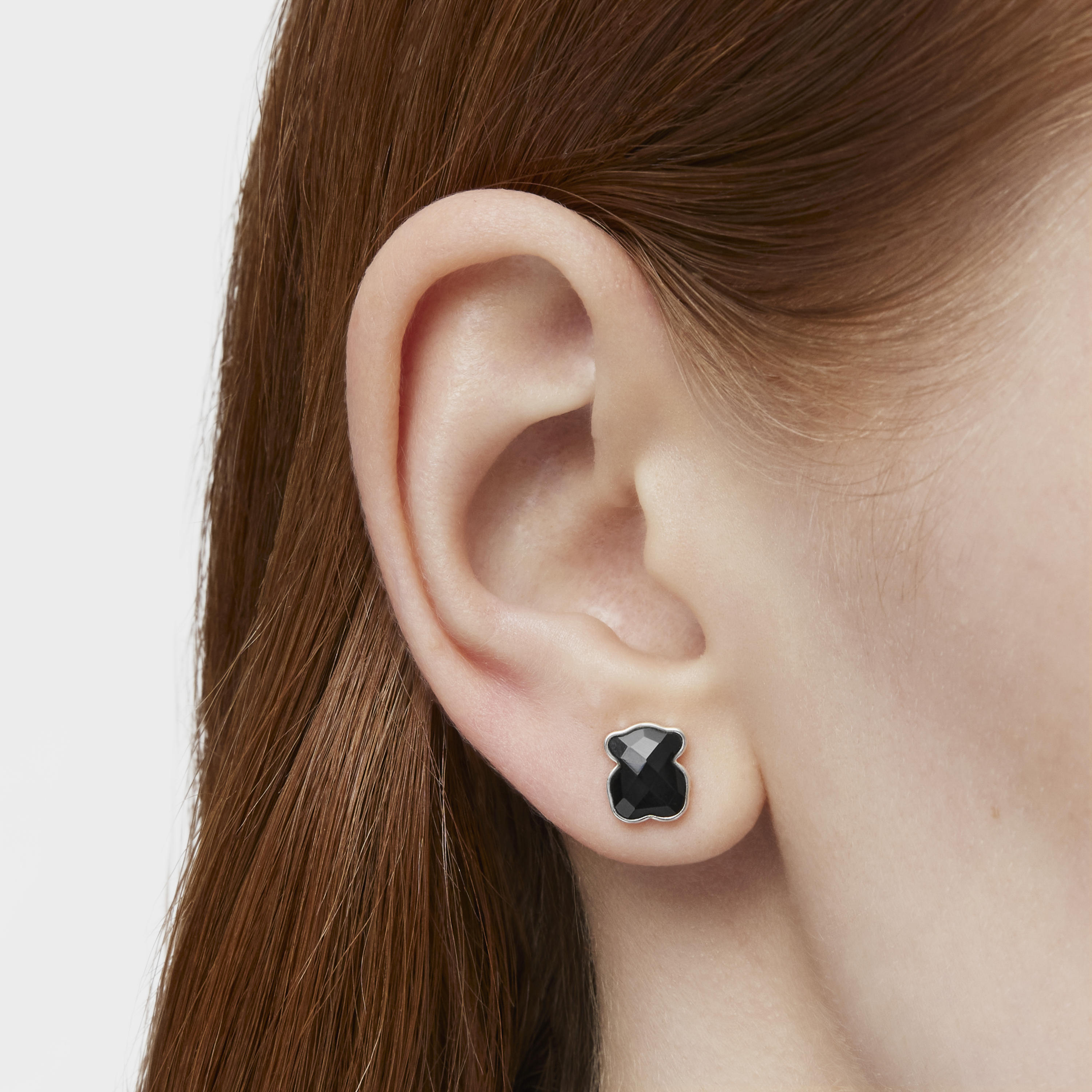 Silver TOUS Color Earrings with faceted onyx