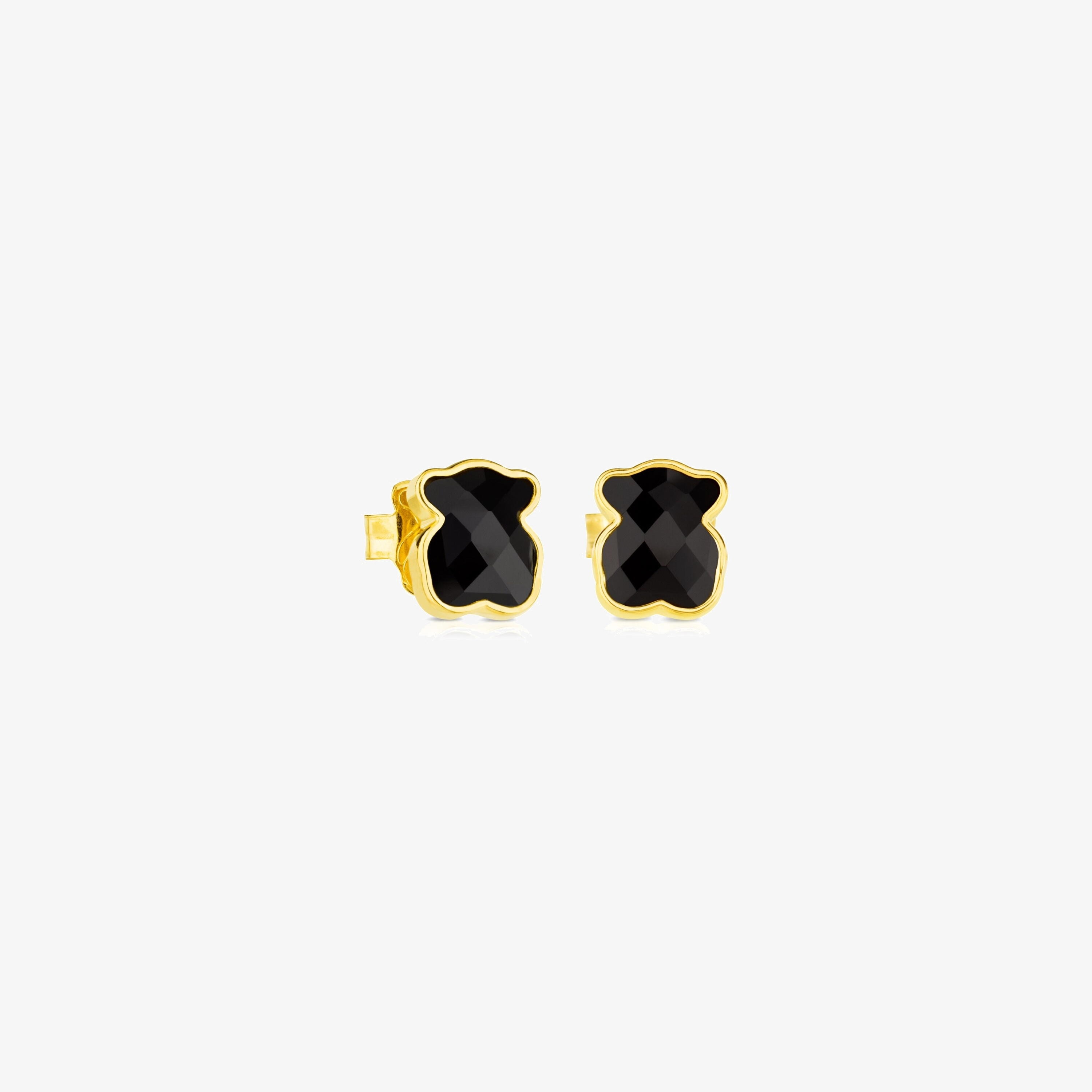 18K gold vermeil TOUS Color Earrings with faceted onyx