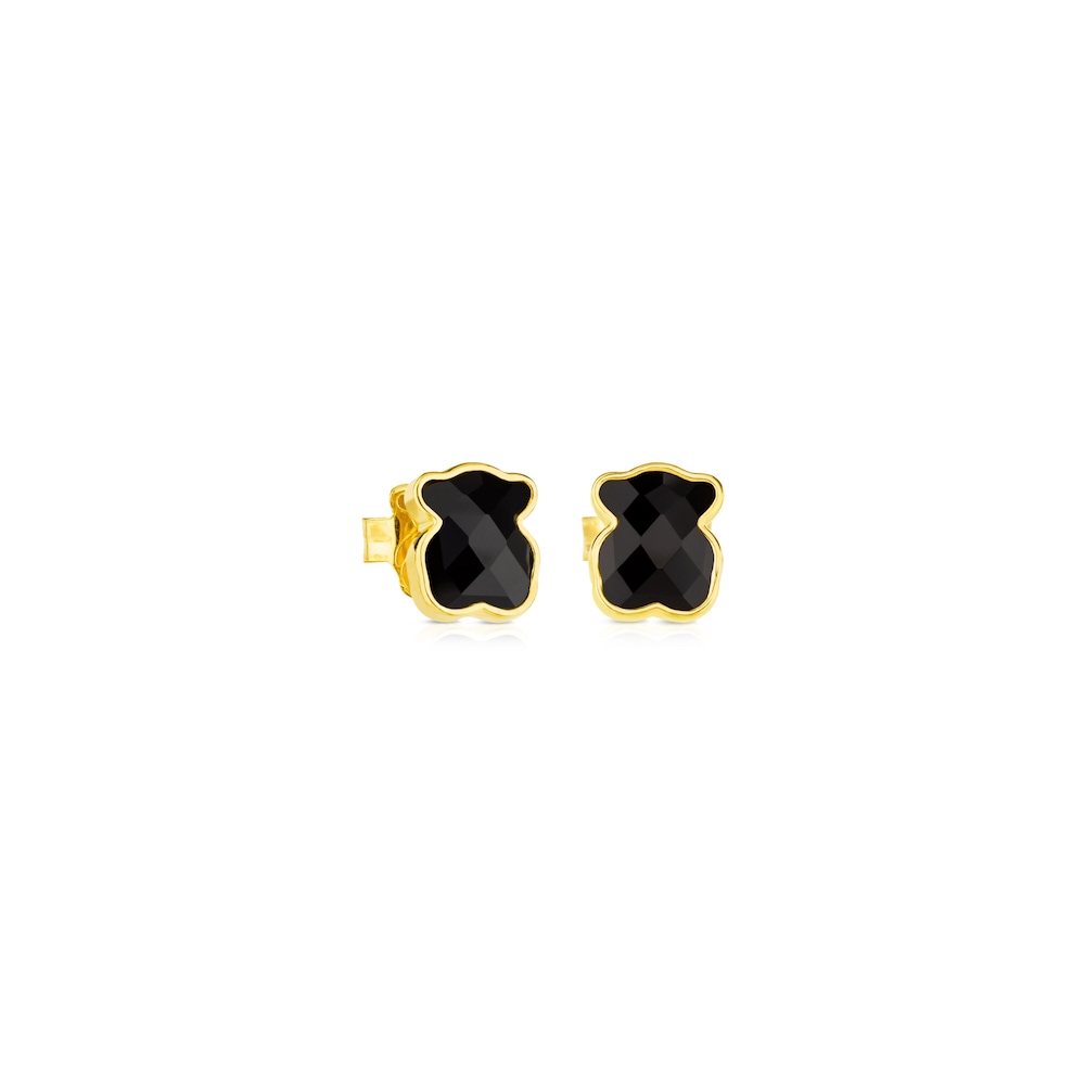 Vermeil Silver TOUS Color Earrings with faceted onyx