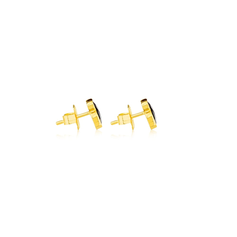 Vermeil Silver TOUS Color Earrings with faceted onyx