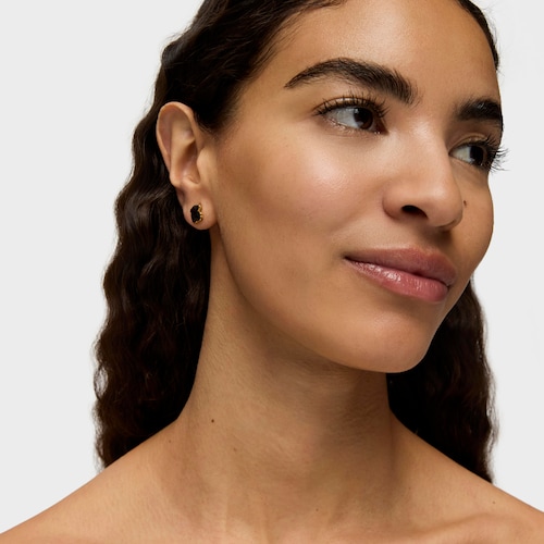 Pendientes pequeños con baño de oro 18 kt sobre plata y ónix facetado TOUS Color