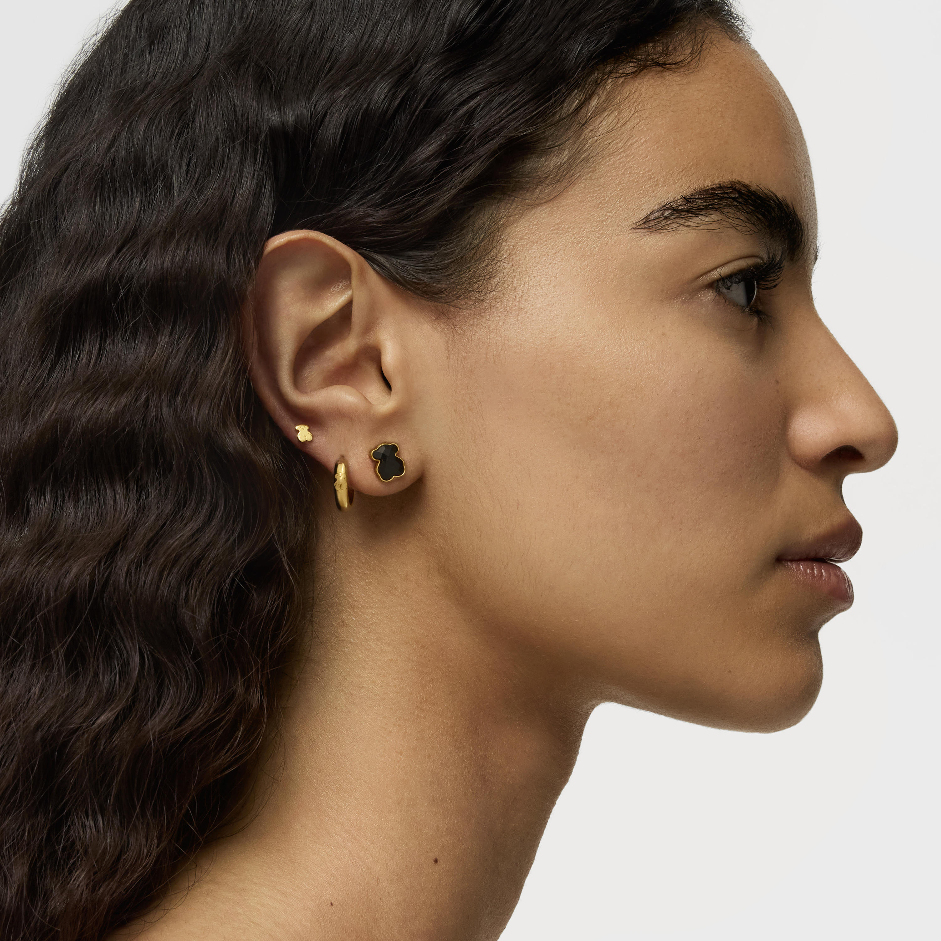 18K gold vermeil TOUS Color Earrings with faceted onyx