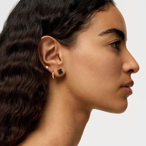 Pendientes pequeños con baño de oro 18 kt sobre plata y ónix facetado TOUS Color