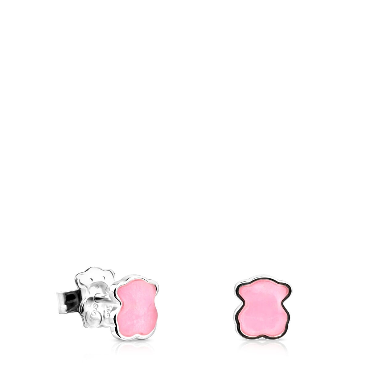 Silver TOUS Color Earrings with rose Quartz