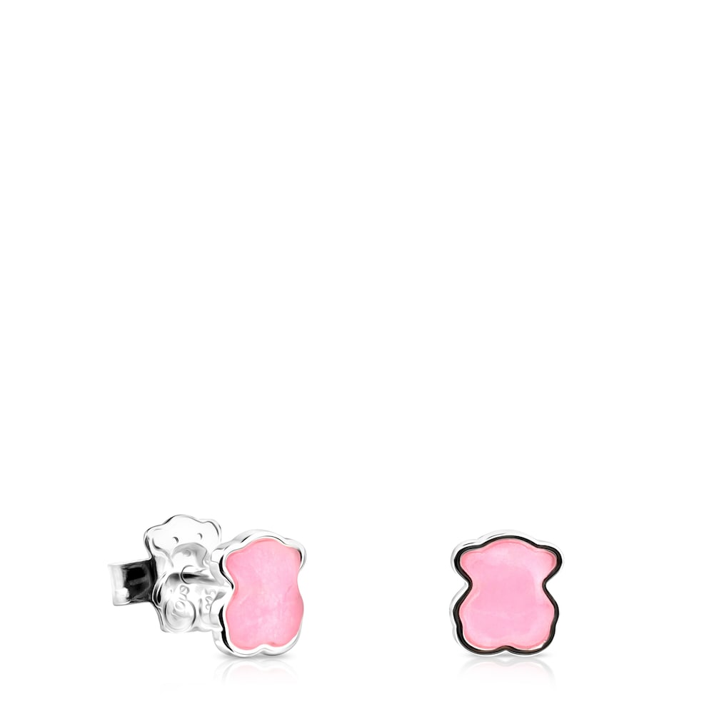 Silver TOUS Color Earrings with rose Quartz