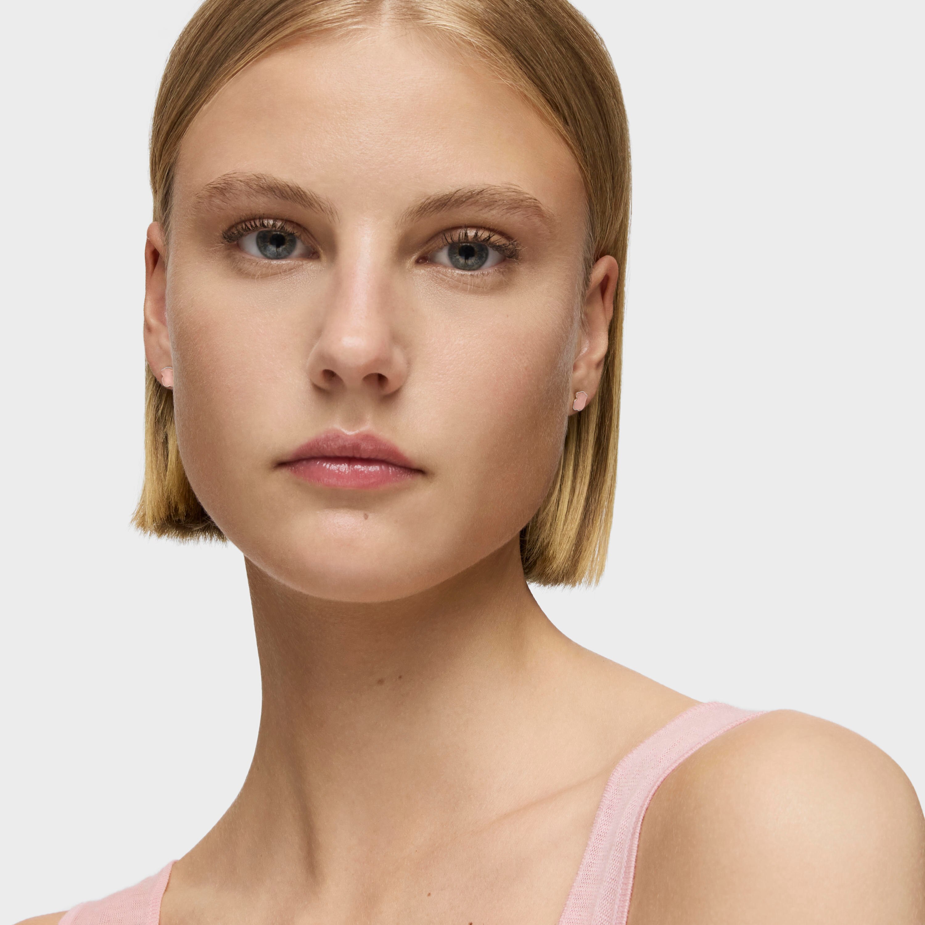 Silver TOUS Color Earrings with rose Quartz