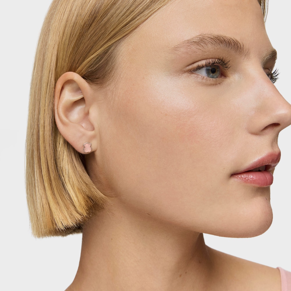 Kolczyki srebrne z r&oacute;żowym kwarcem Tous Color