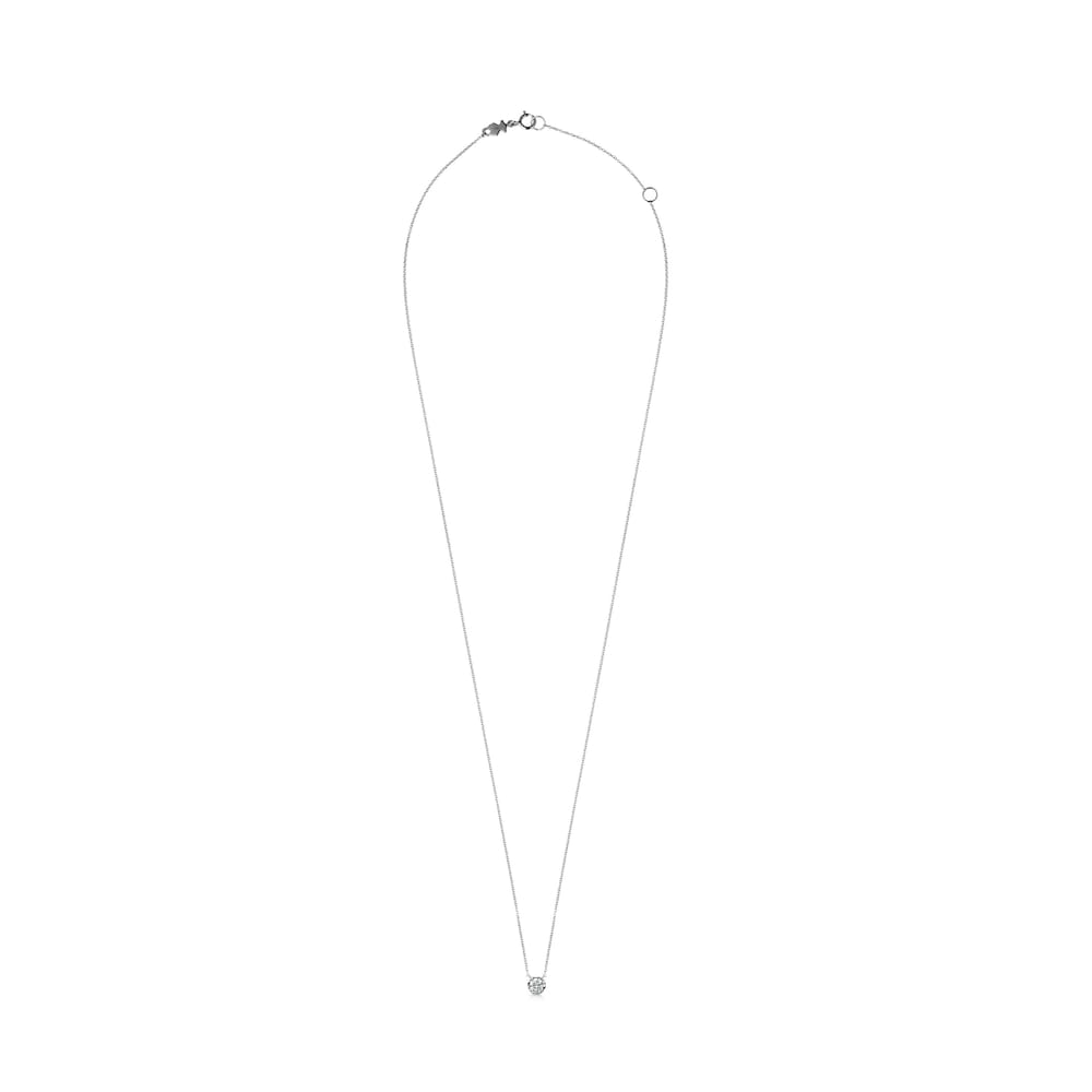 Collar de oro blanco con diamantes 0.10ct. Boca osos