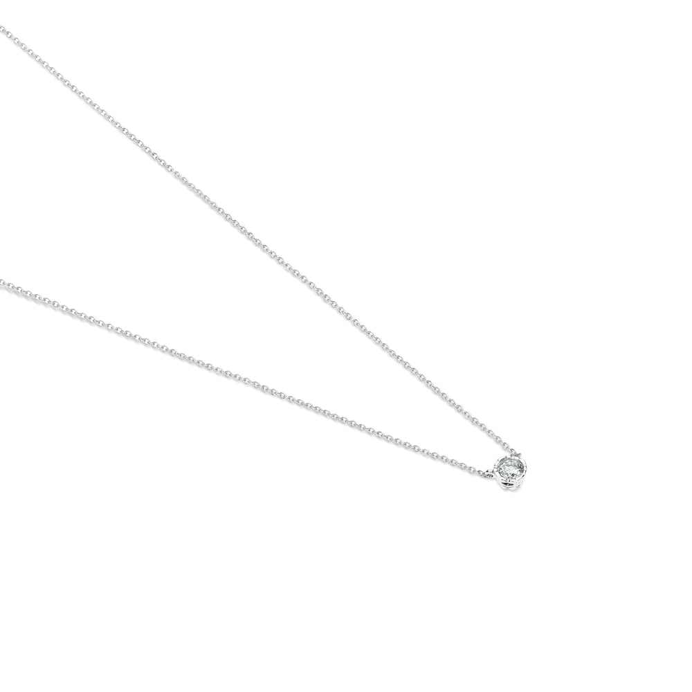 Collar de oro blanco con diamantes 0.10ct. Boca osos