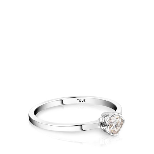 Anillo de oro blanco y diamantes motivo oso Boca Osos