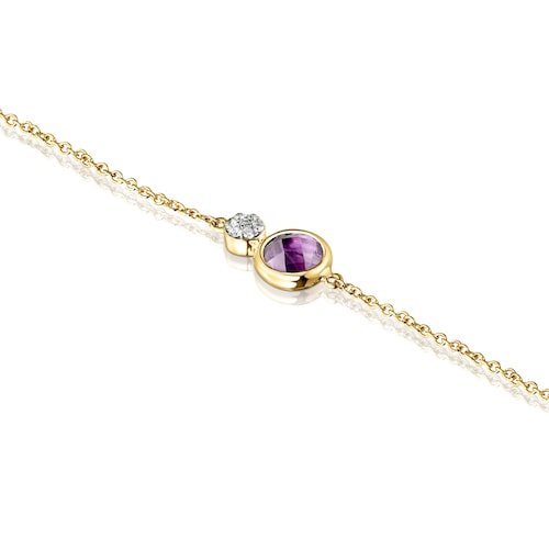 Gold with Amethyst and Diamonds Color Kings Bracelet