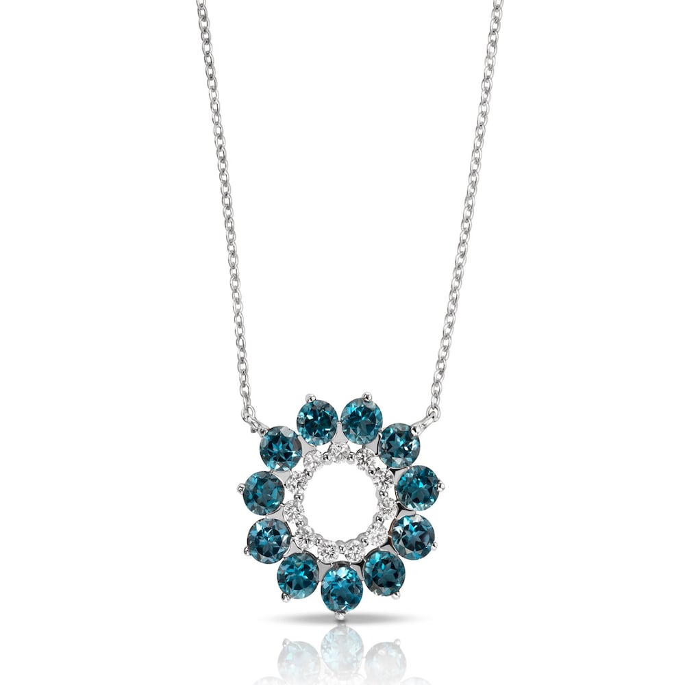 Gargantilla ATELIER Mandala de oro blanco con diamantes y topacios