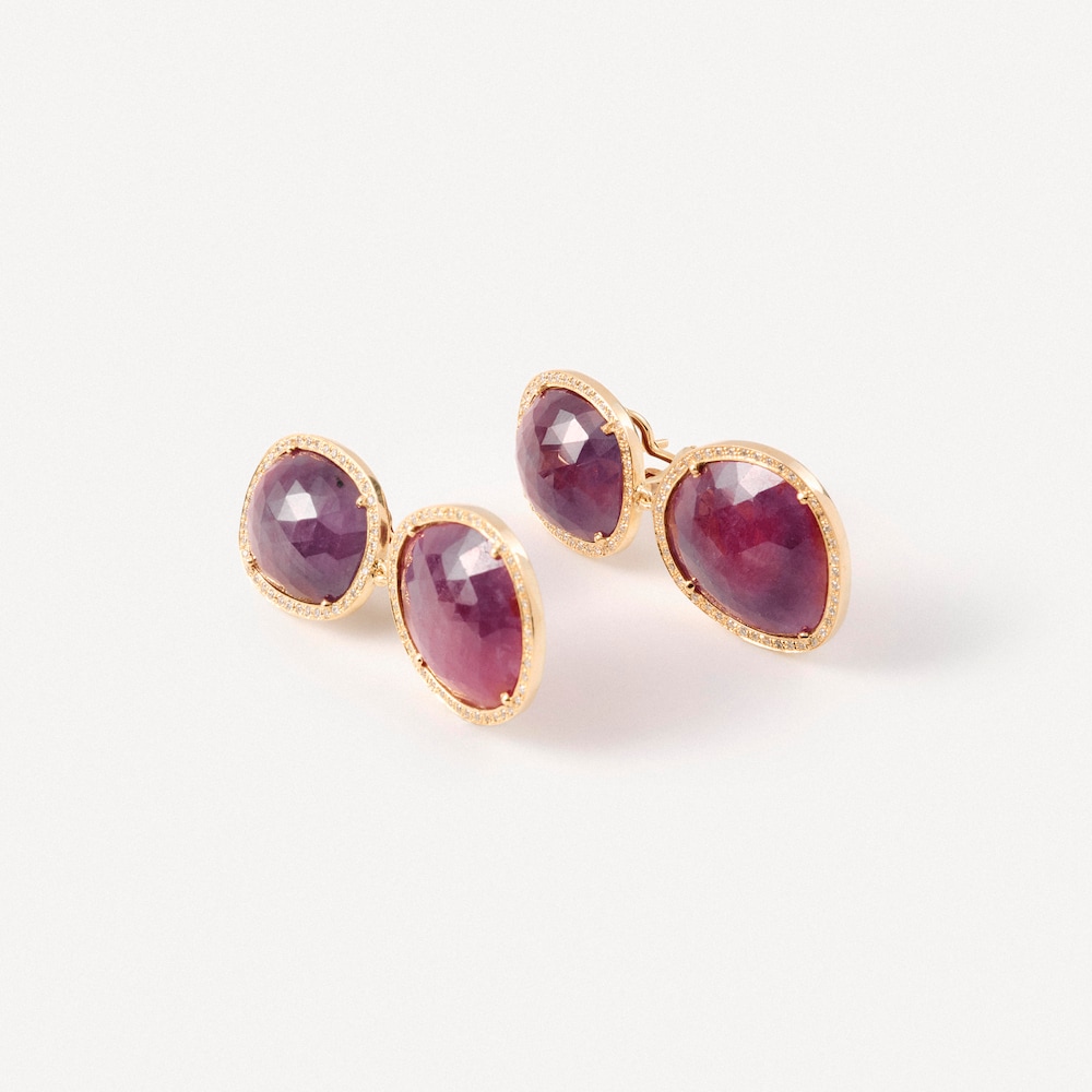 Pendientes de oro con diamantes y zafiros rosas TOUS ATELIER UNIQUE PIECES