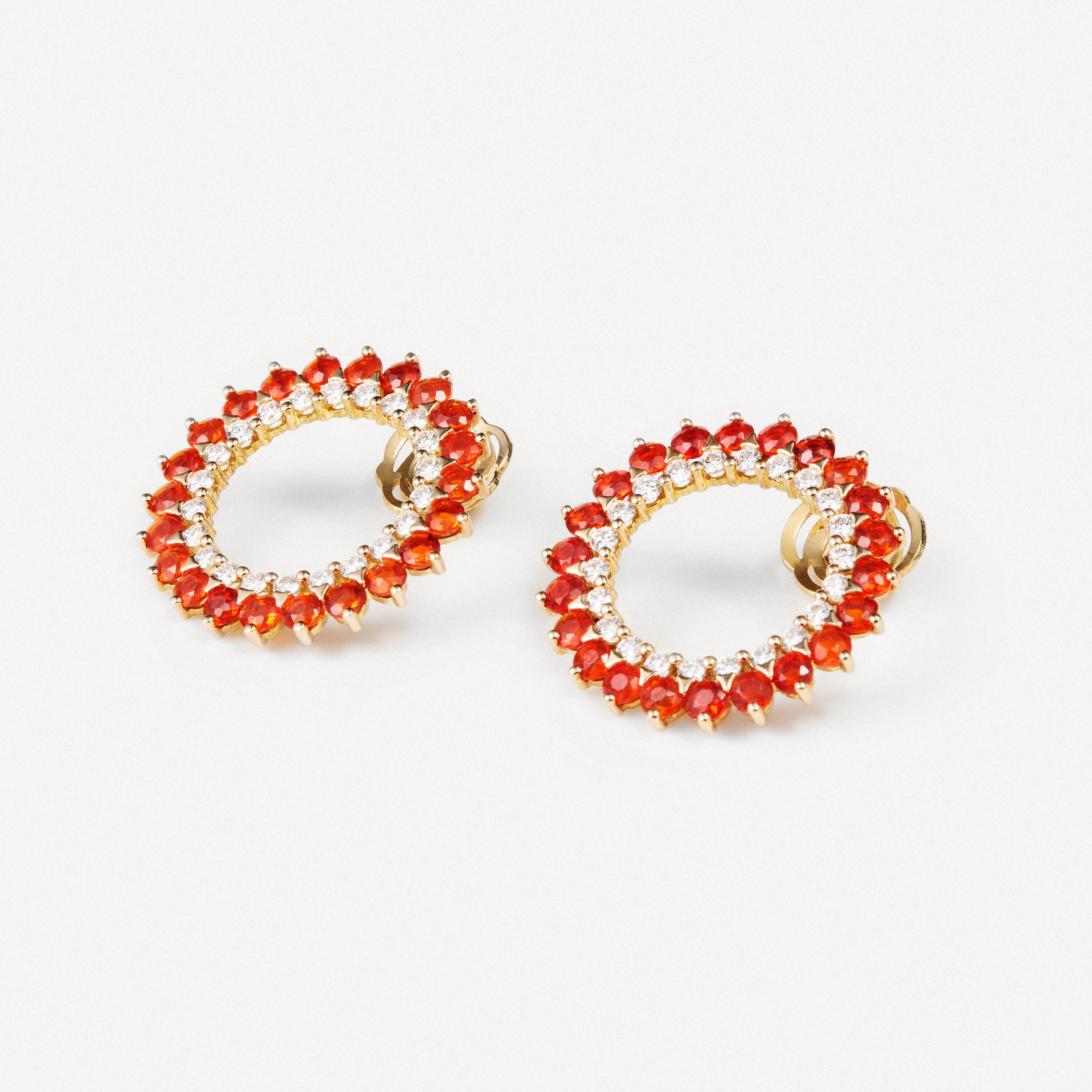 Earrings in gold with diamonds and opals in the shape of a flame TOUS ATELIER