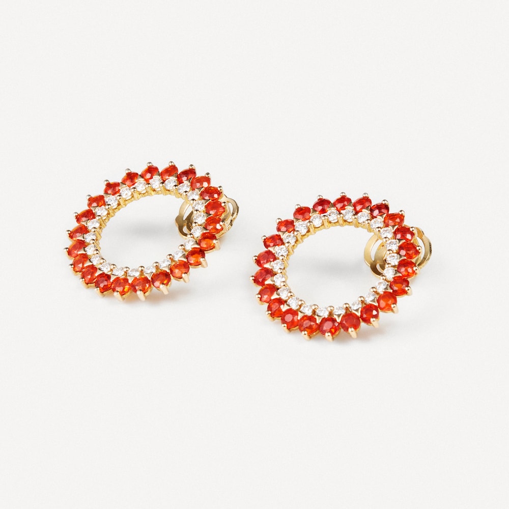 Earrings in gold with diamonds and opals in the shape of a flame TOUS ATELIER