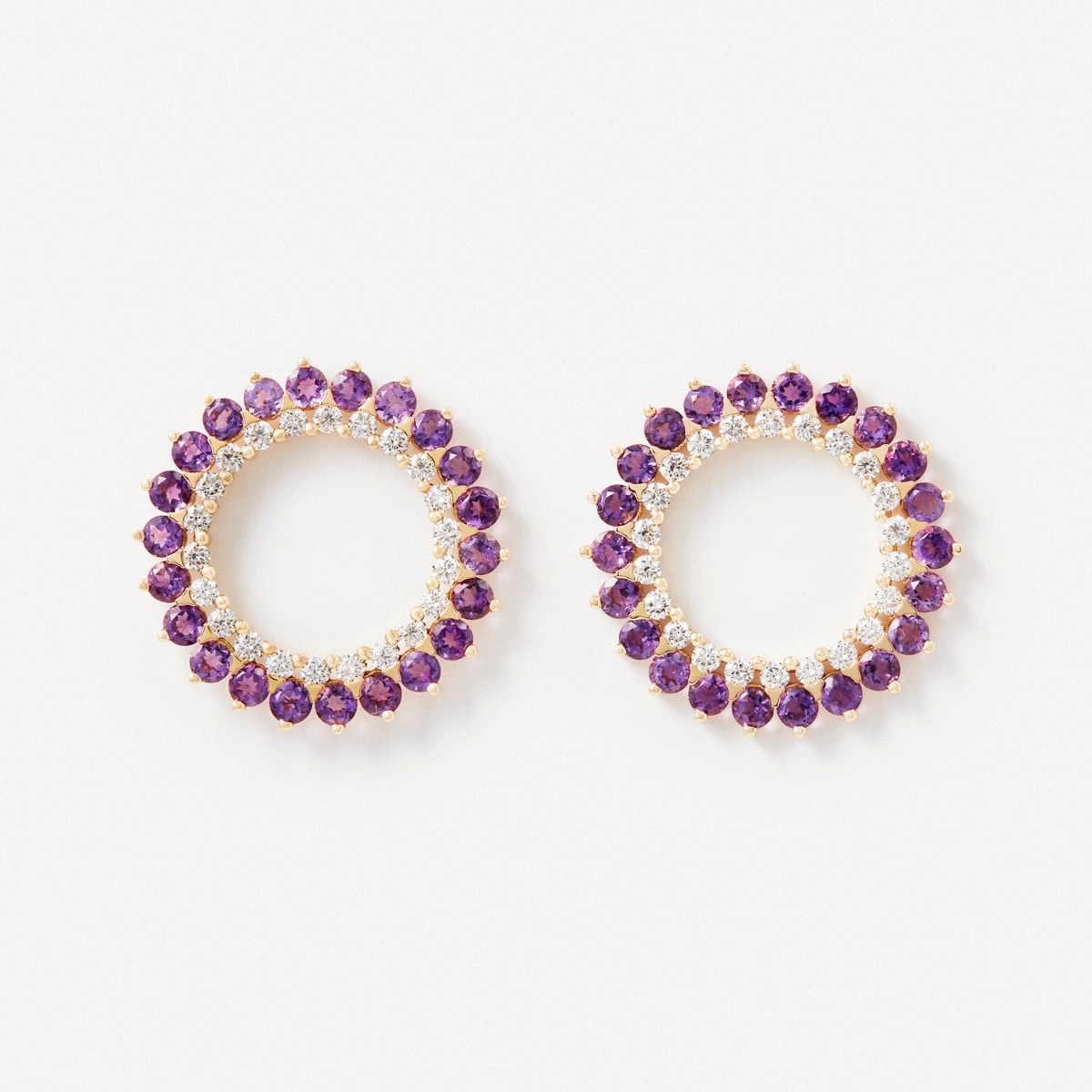 Earrings In Gold With Diamonds And Amethyst Atelier