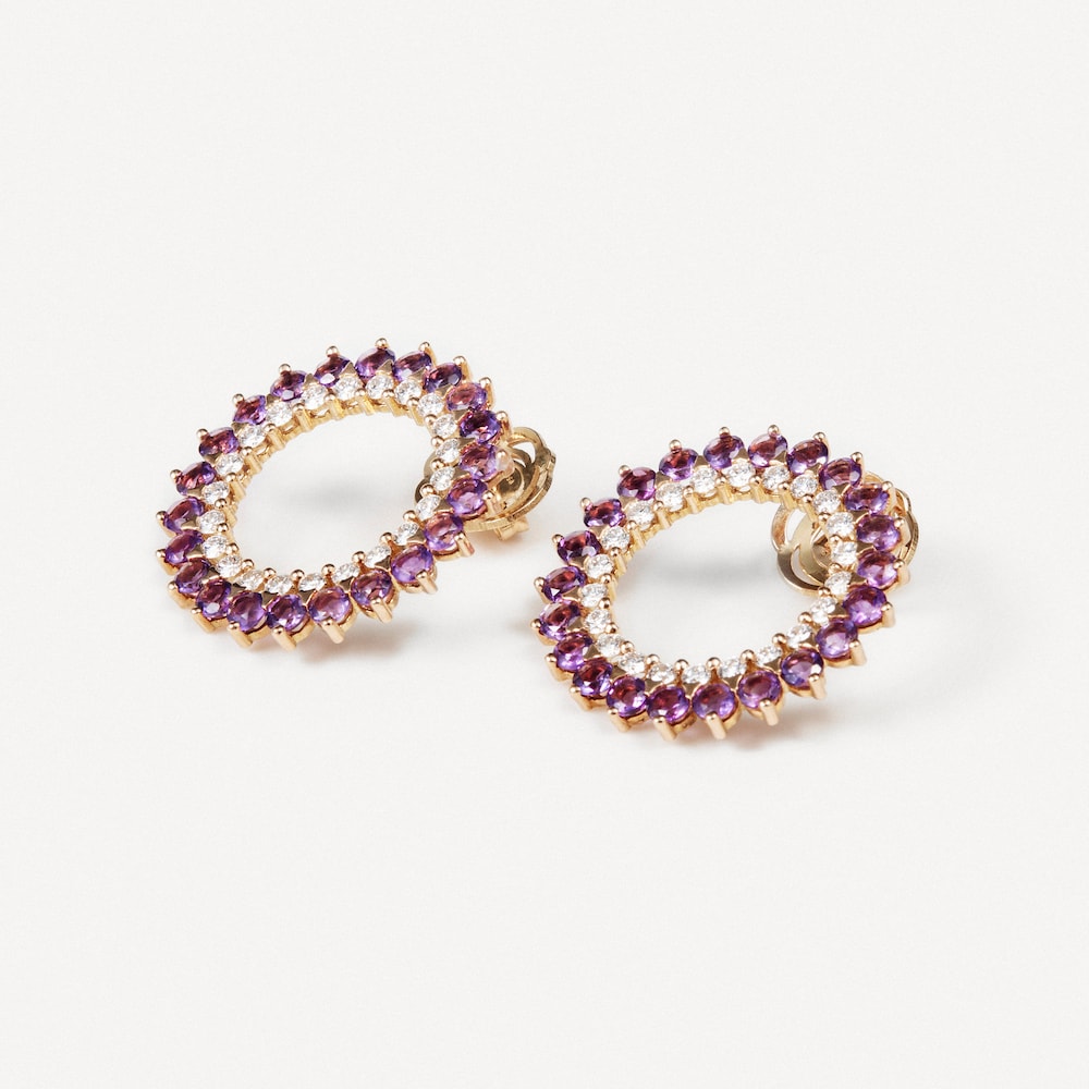 Pendientes de oro con diamantes y amatistas TOUS ATELIER