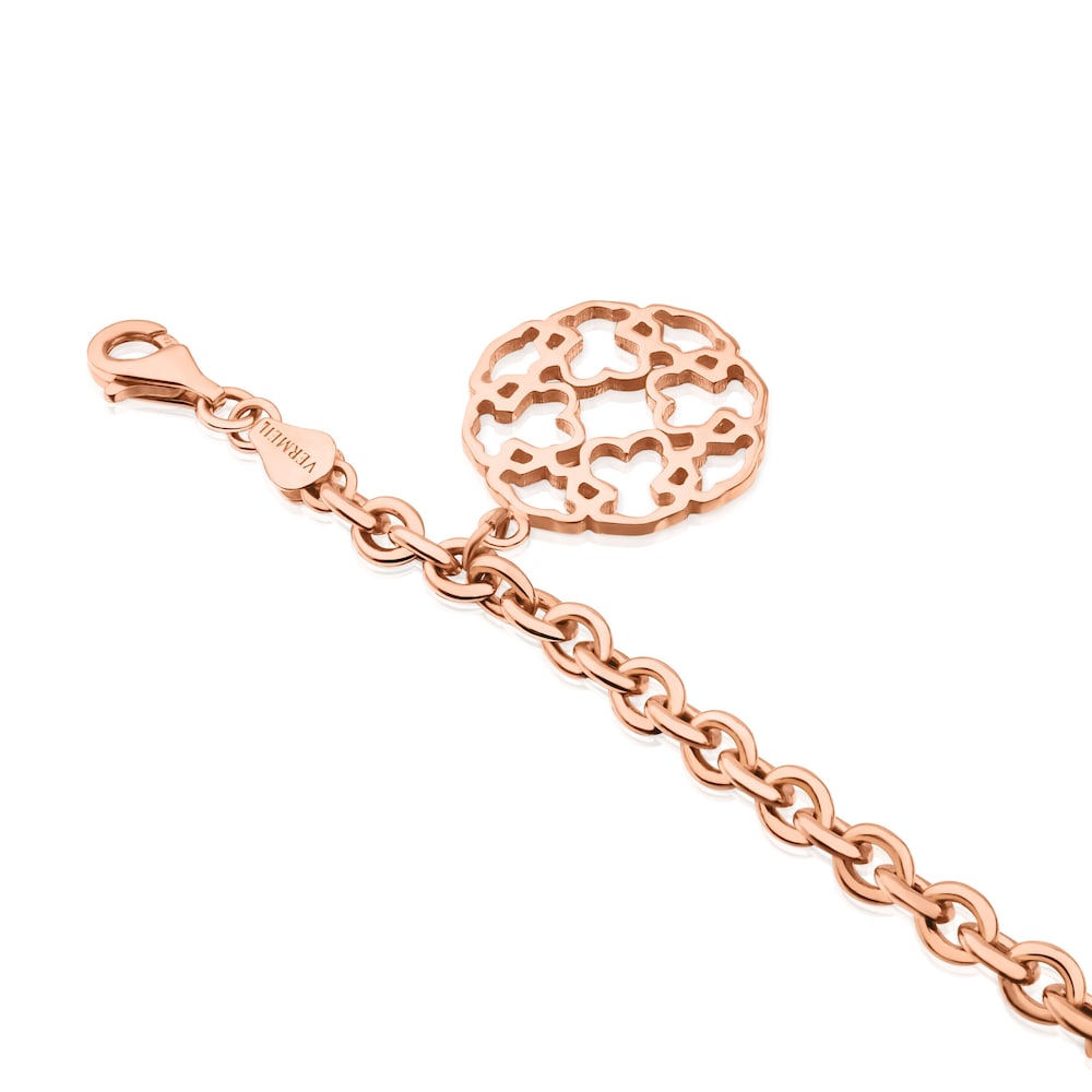 Pulsera con ba&ntilde;o de oro rosa 18 kt sobre plata Mossaic Power