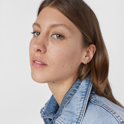 Pendientes con ba&ntilde;o de oro rosa 18 kt sobre plata New Carrusel