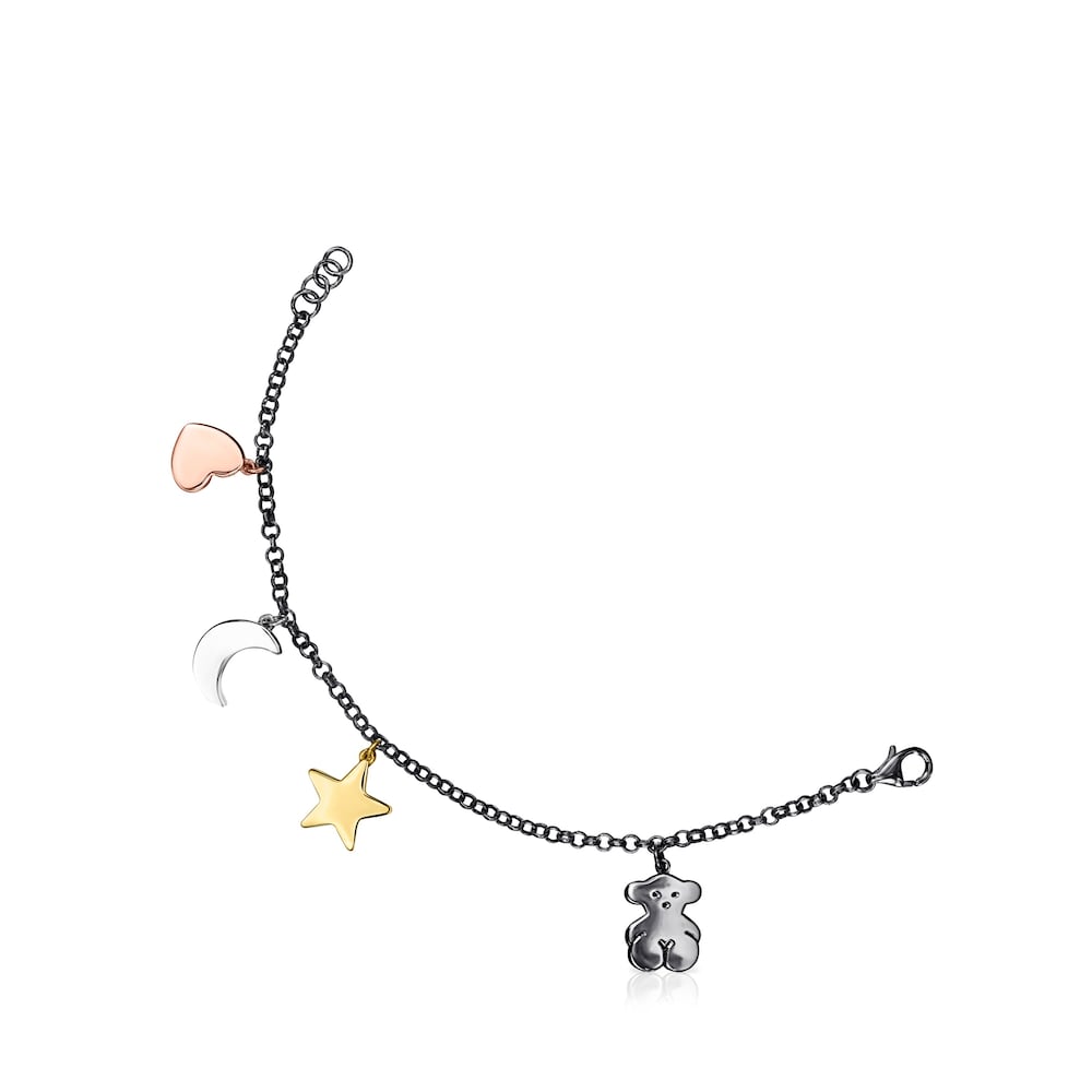 Pulsera Sweet Dolls de Plata Dark Silver con ba&ntilde;o de oro 18 kt sobre plata, ba&ntilde;o de oro rosa 18 kt sobre plata y Plata