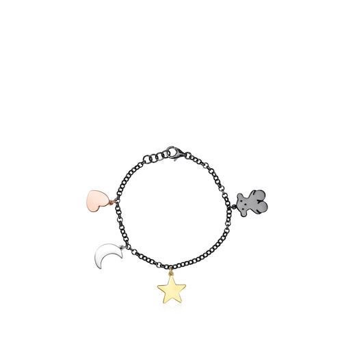 Pulsera Sweet Dolls de Plata Dark Silver con ba&ntilde;o de oro 18 kt sobre plata, ba&ntilde;o de oro rosa 18 kt sobre plata y Plata