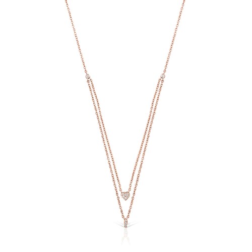 Collar de oro rosa con dos motivos de diamantes 45cm Les Classiques