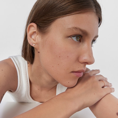 Rose Gold Les Classiques heart Earring with Diamonds