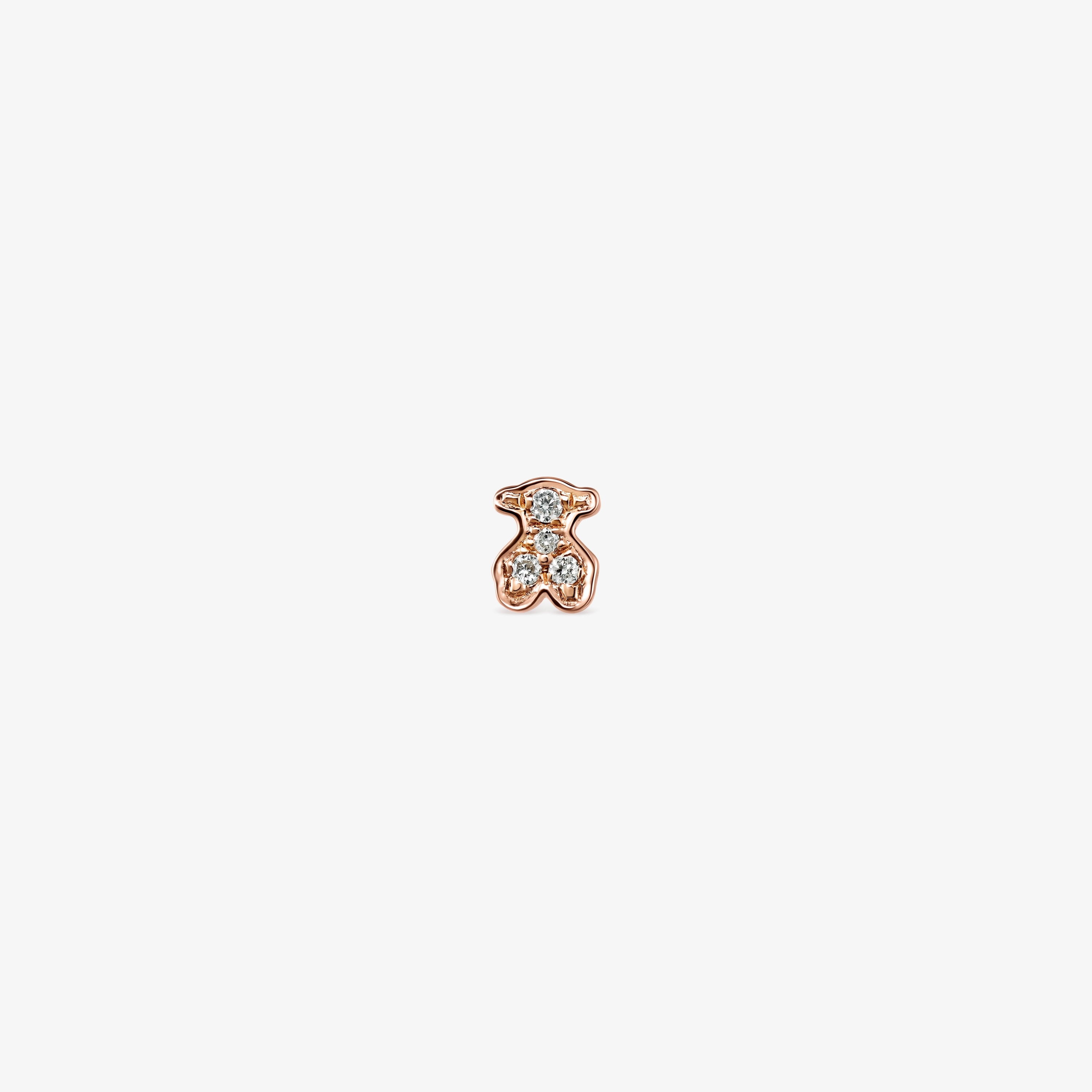 Rose 18K solid gold Les Classiques bear Earring with Diamonds