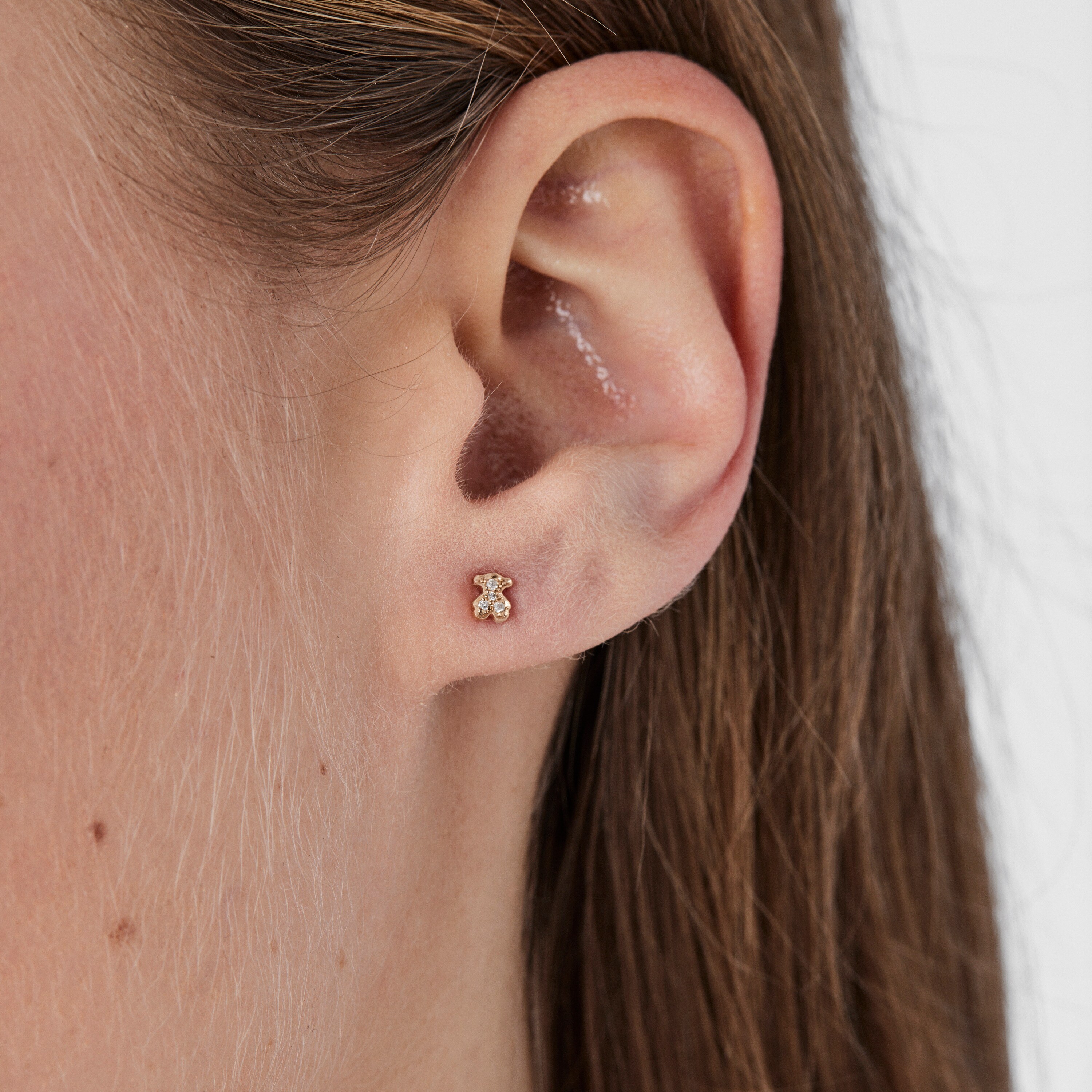 Rose 18K solid gold Les Classiques bear Earring with Diamonds