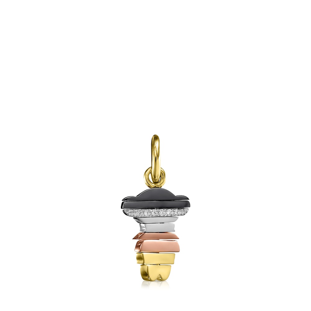 Small Swing Pendant in 18K Solid Gold and Diamonds - Limited Edition