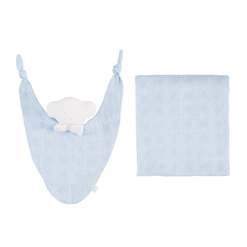 Set de muselina y dou-dou Mossaic Azul Celeste