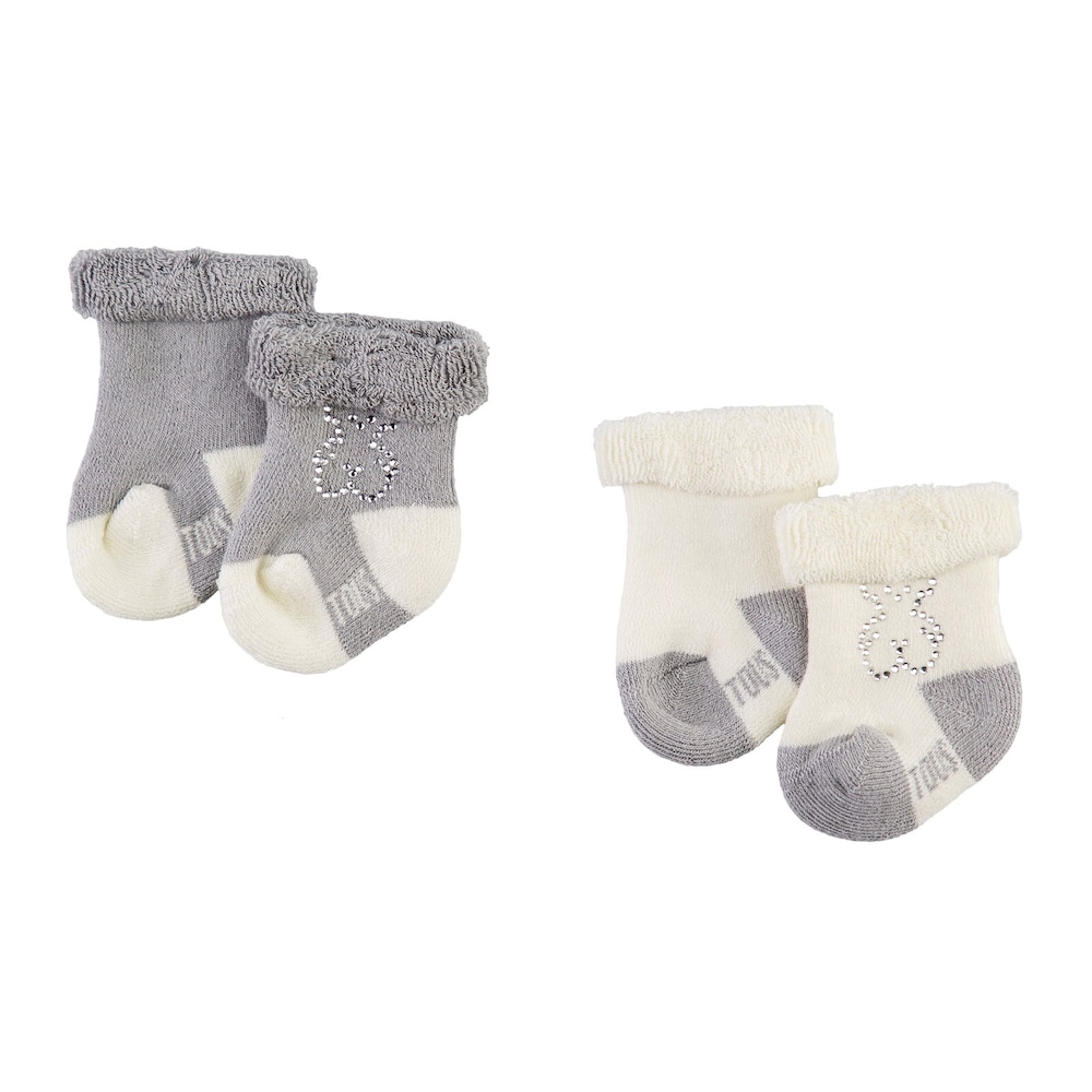 Zestaw skarpetek z misiem z kryształk&oacute;w strass Sweet Socks w szarym