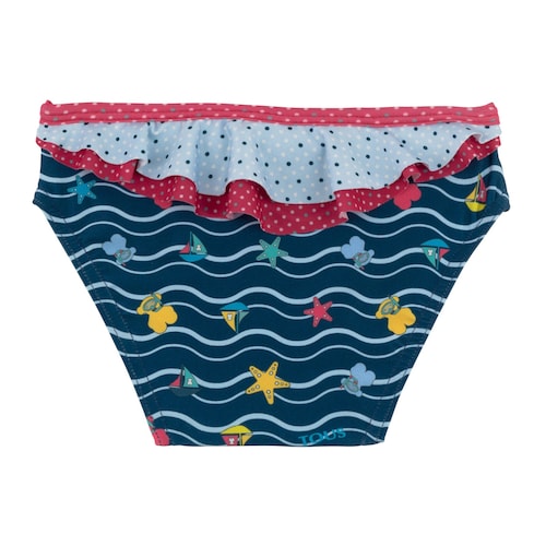 Cuequinha de praia com folho Ocean Azul Marinho