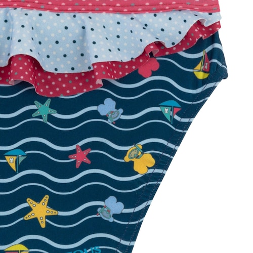 Cuequinha de praia com folho Ocean Azul Marinho