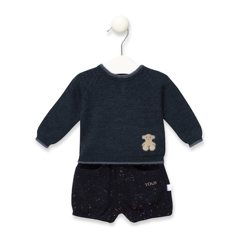 Conjunto Pullover e culotes Orleans azul marinho