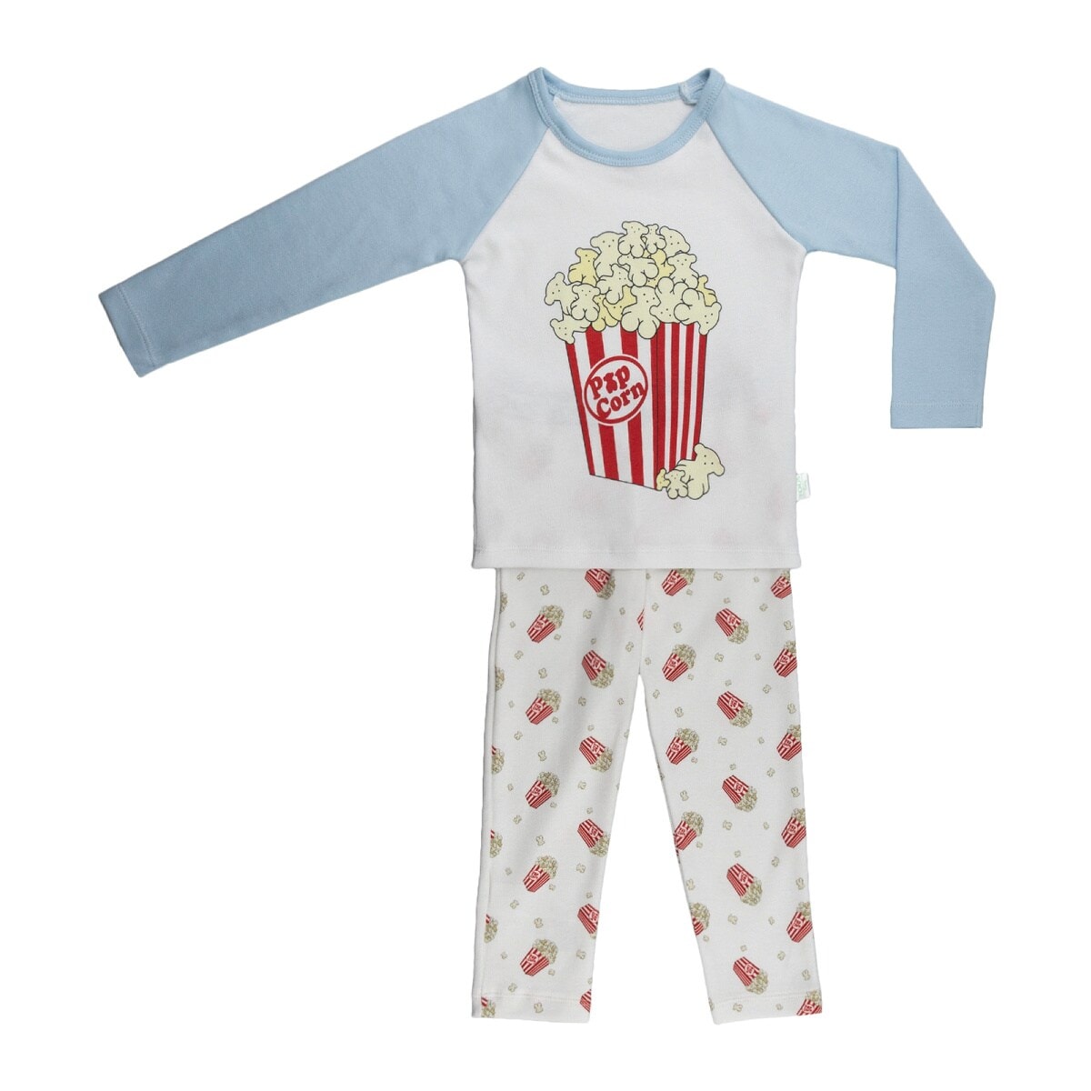 Pijama Party Pop Corn Azul Celeste - Único