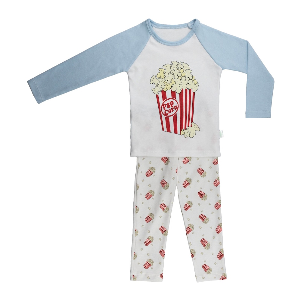 Pijama Party Pop Corn  azul celeste