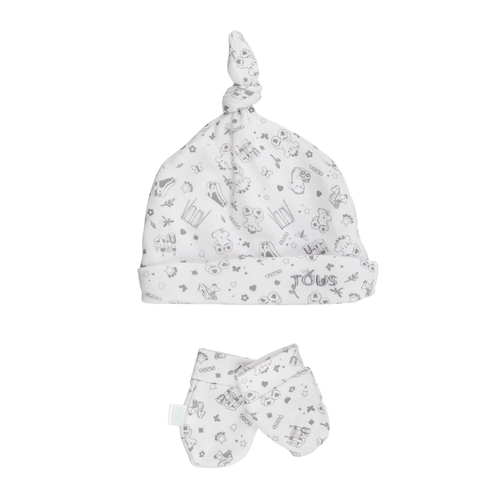Conjunto &ldquo;de maternidade&rdquo; gorro e luvas Playground Girl branco